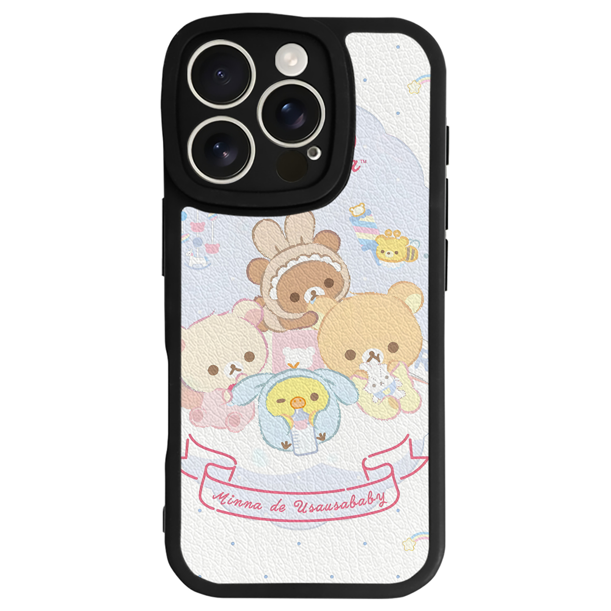 （画像用） リラックマ リラックマ キイロイトリ Rilakkuma Korilakkuma Kiiroitori 【iPhone 16シリーズ対応】シリコンスマホケース（レザー調） 材質：シリコン